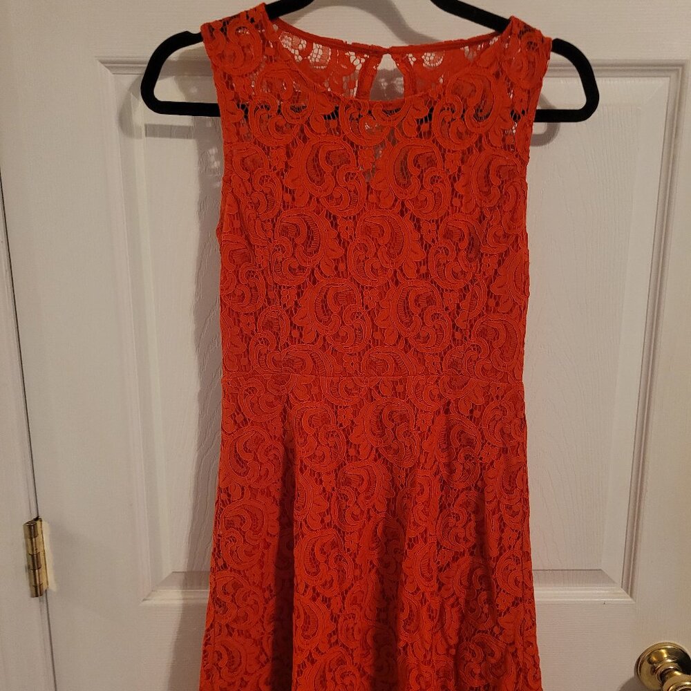 Lace Godet Flare Lace Red Dress Size Medium